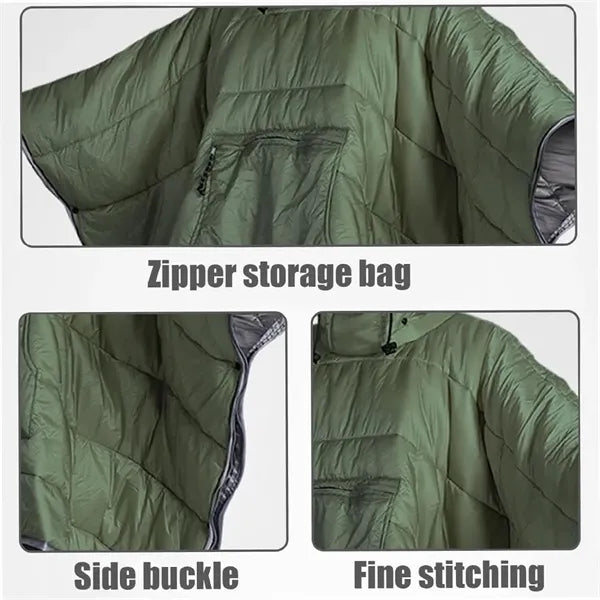 Poncho Coat Warmth Hooded Blanket Sleeping Bag
