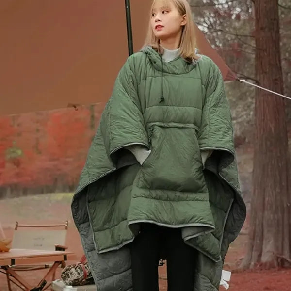 Poncho Coat Warmth Hooded Blanket Sleeping Bag