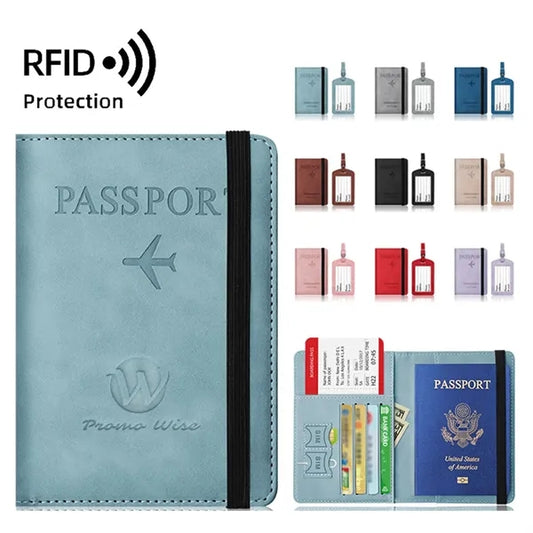 RFID Passport Card Sleeves Luggage Tag Set