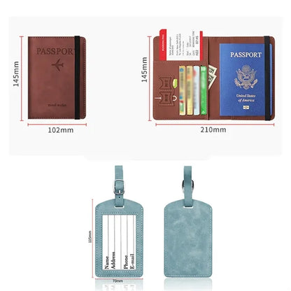 RFID Passport Card Sleeves Luggage Tag Set