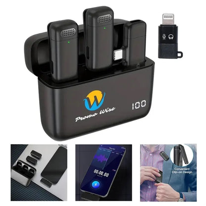 Wireless Lavalier Noise Cancelling Microphone Charging Case