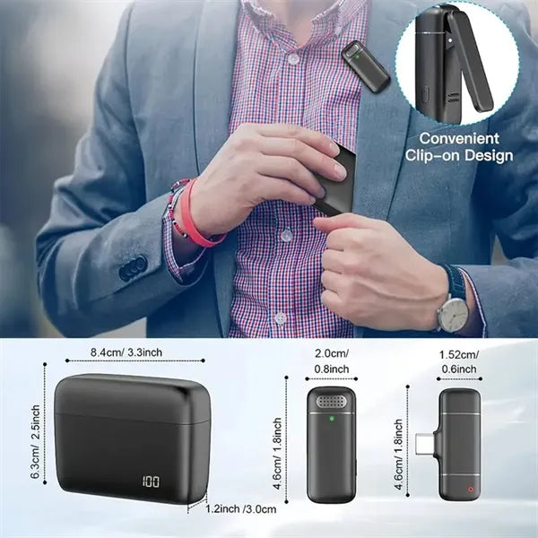 Wireless Lavalier Noise Cancelling Microphone Charging Case