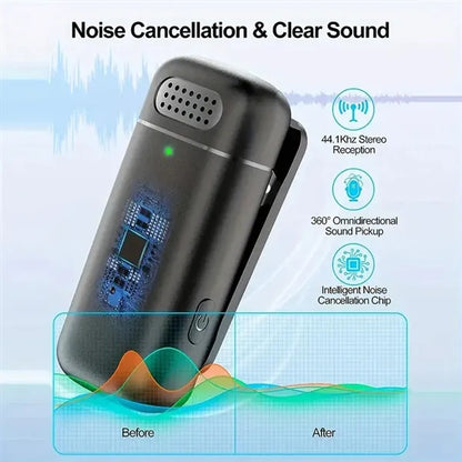 Wireless Lavalier Noise Cancelling Microphone Charging Case