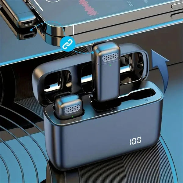 Wireless Lavalier Noise Cancelling Microphone Charging Case