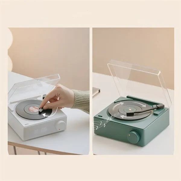 Retro Atomic Alarm Clock Bluetooth Record Player Speaker