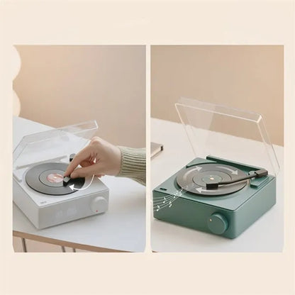 Retro Atomic Alarm Clock Bluetooth Record Player Speaker