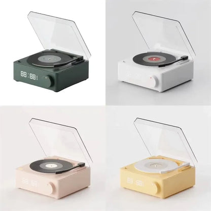 Retro Atomic Alarm Clock Bluetooth Record Player Speaker