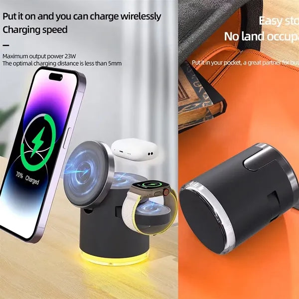 Foldable 3-in-1 Magnetic Wireless Charging Station