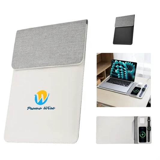 Macbook Leather Storage Bag with Wireless Charging Station