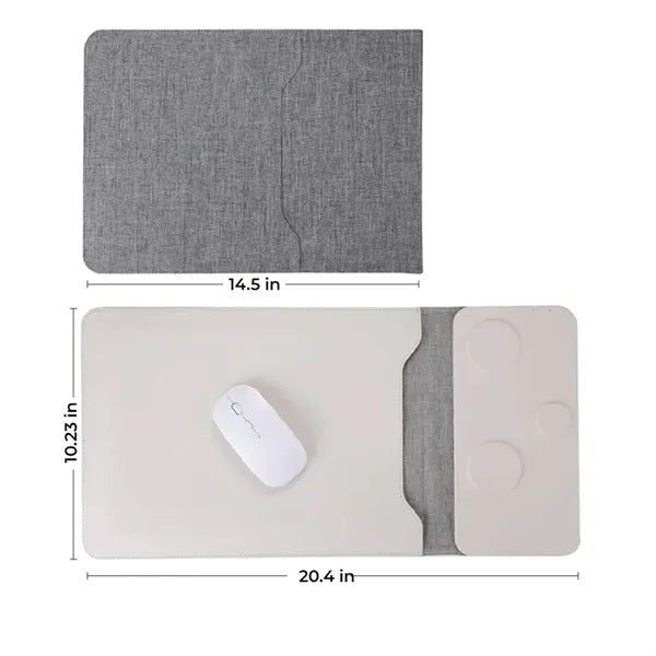 Macbook Leather Storage Bag with Wireless Charging Station