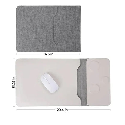 Macbook Leather Storage Bag with Wireless Charging Station