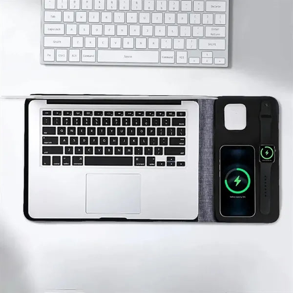 Macbook Leather Storage Bag with Wireless Charging Station