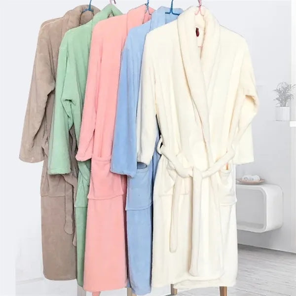 Soft Coral Fleece Bathrobe  Perfect for Lounging