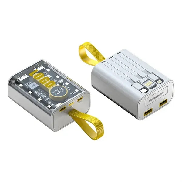 Compact Power Bank with Built-in Cable