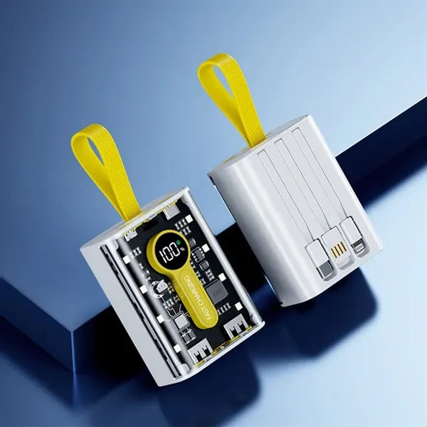 Compact Power Bank with Built-in Cable
