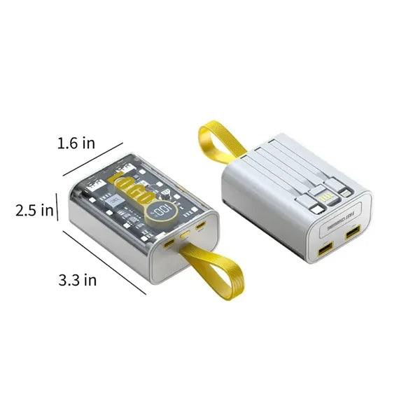 Compact Power Bank with Built-in Cable