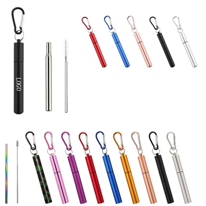Stainless Steel Collapsible Straw With Brush And Case