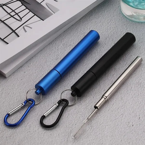 Stainless Steel Collapsible Straw With Brush And Case