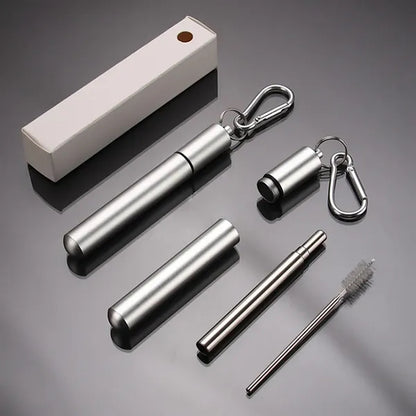Stainless Steel Collapsible Straw With Brush And Case