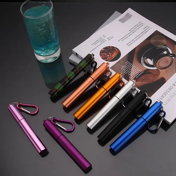 Stainless Steel Collapsible Straw With Brush And Case