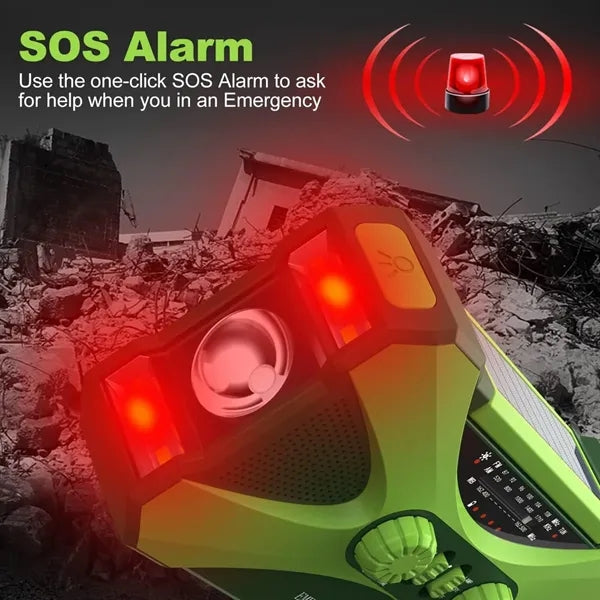 10000mAh Solar Hand Crank Emergency Flashlight SOS Radio