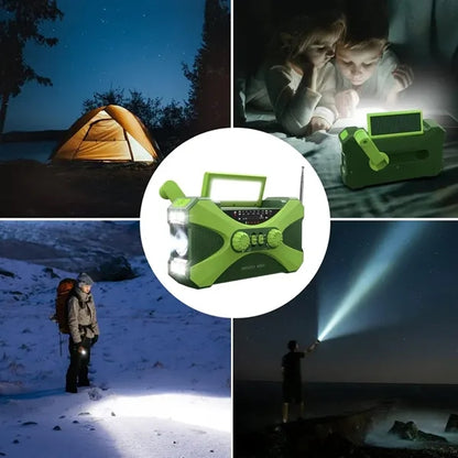 10000mAh Solar Hand Crank Emergency Flashlight SOS Radio