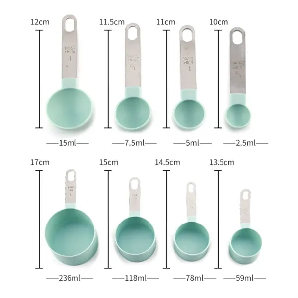Plastic Kitchen Measuring Cups Baking 8 in 1 Set