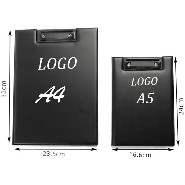 A4 Luxury Black Leather Clipboard for Office and Schools