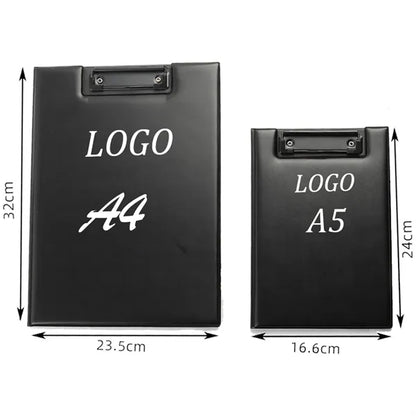 A4 Luxury Black Leather Clipboard for Office and Schools