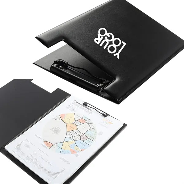 A4 Luxury Black Leather Clipboard for Office and Schools