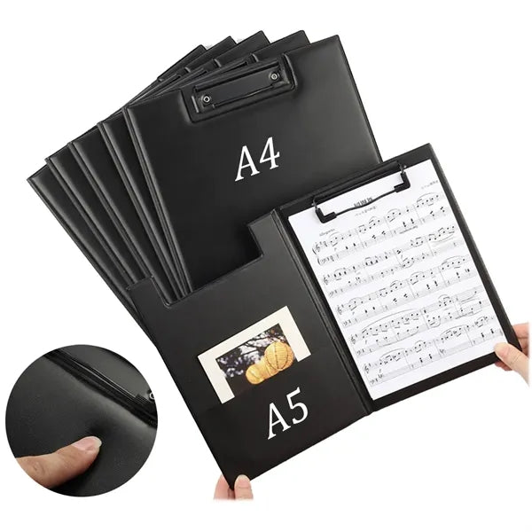 A4 Luxury Black Leather Clipboard for Office and Schools