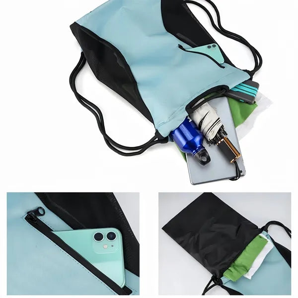 Gym Bag Yoga Case Shoe Pocket Exercise Drawstring Backpack
