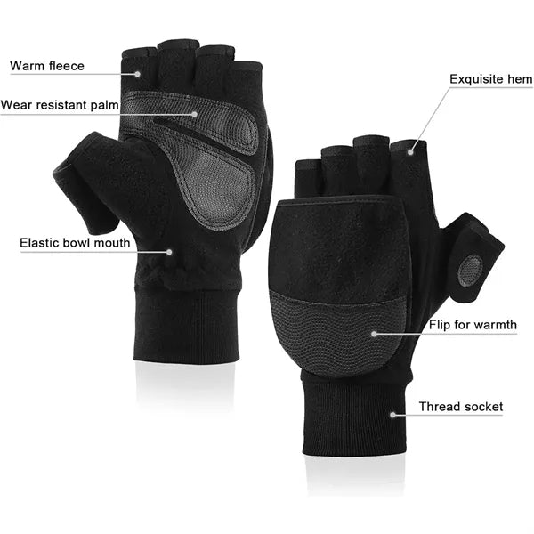 Fingerless Fleece Mittens Winter Gloves