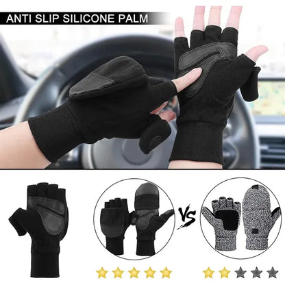 Fingerless Fleece Mittens Winter Gloves