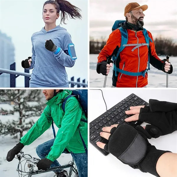 Fingerless Fleece Mittens Winter Gloves