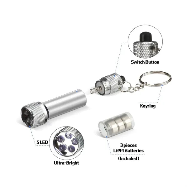 5 LED Metal Flashlight with Anti Explosive Batteries