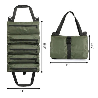 Tool Roll up Bag Canvas Wrench Pouch Multi-Purpose Zippered