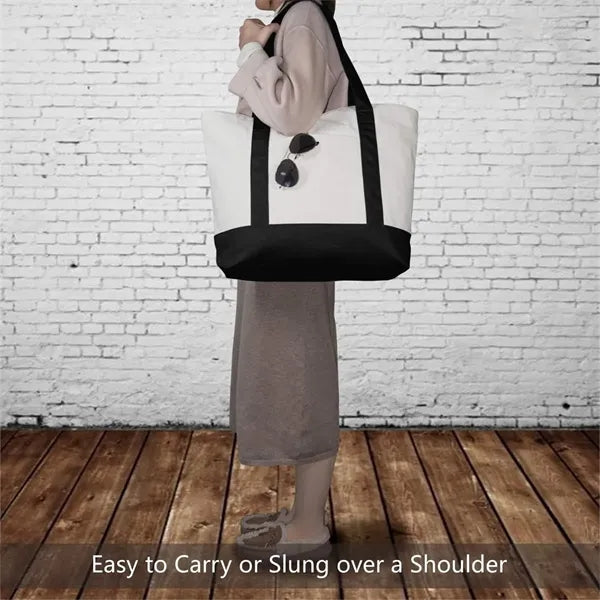Canvas Tote Bag with External Pocket