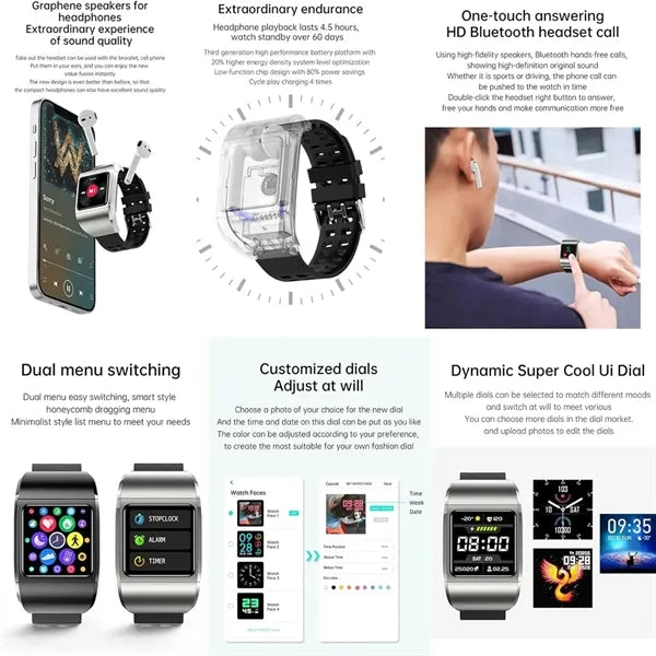 Smart Watch with Wireless Bluetooth Headset