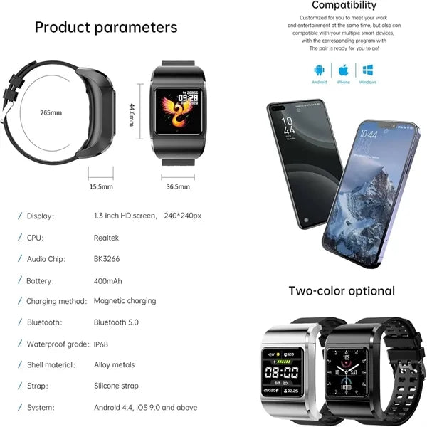 Smart Watch with Wireless Bluetooth Headset