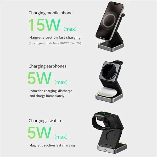 Foldable 3 in 1 Charger Station