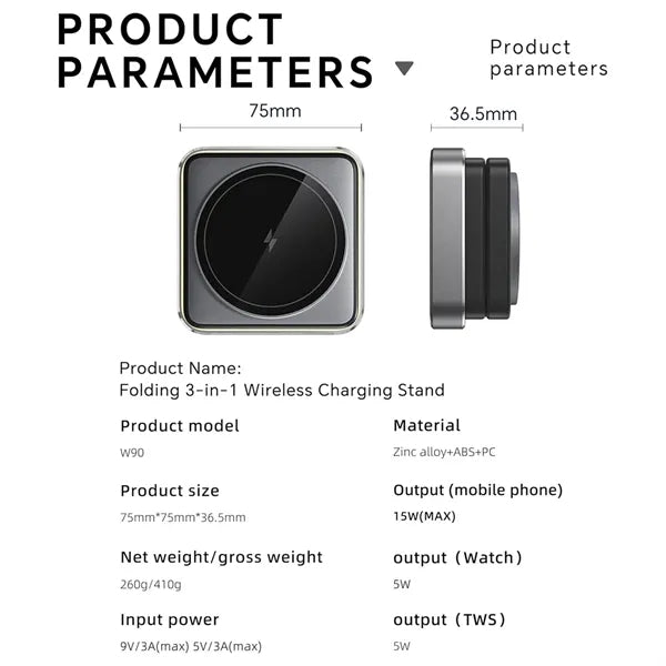 Foldable 3 in 1 Charger Station