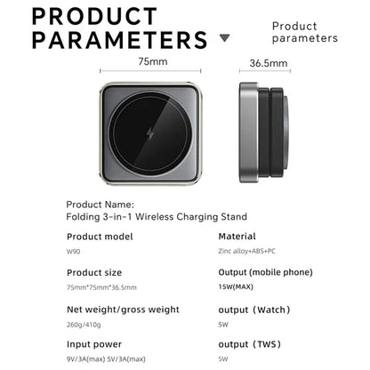 Foldable 3 in 1 Charger Station