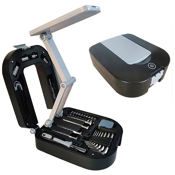 LED Lamp Toolbox Versatile Household Hand Tools with ruller