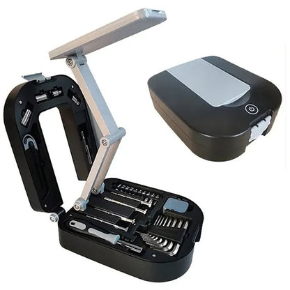 LED Lamp Toolbox Versatile Household Hand Tools with ruller