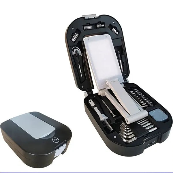 LED Lamp Toolbox Versatile Household Hand Tools with ruller