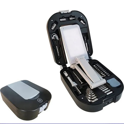 LED Lamp Toolbox Versatile Household Hand Tools with ruller