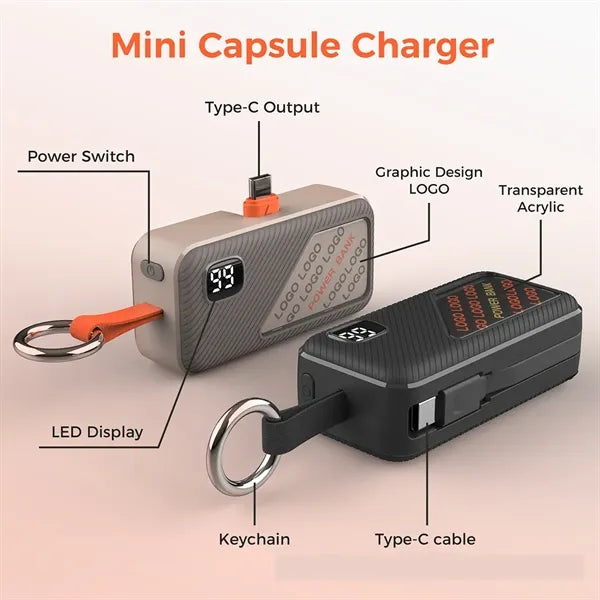 5000mAh Mini Portable Power Bank with Keychain