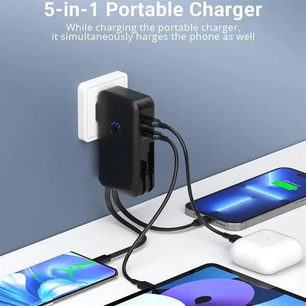 15000mAh Power Bank PD22.5W USB C Charger with Cables