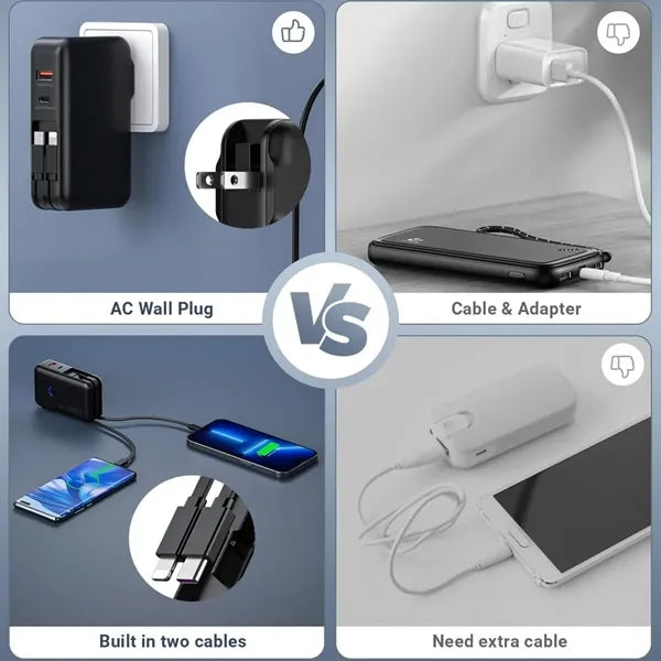 15000mAh Power Bank PD22.5W USB C Charger with Cables